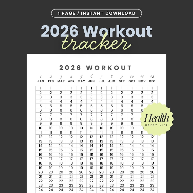 Workout Tracker, 2026 Workout Calendar, Printable Fitness Planner (digital Download) - Etsy