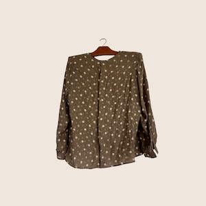 Valentino Vintage Miss V blouse, brown polka dot, made in Italy, 80s