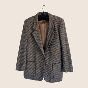 Adolfo Atelier Vintage Tweed Blazer: Wool Blend Designer Jacket, Made in USA