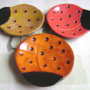 Ladybug Ceramic Dish, bowl, small dish, good luck, jewelry dish, ring dish, home decor, soap dish, candle holder, teabag holder, spoonrest. image 3