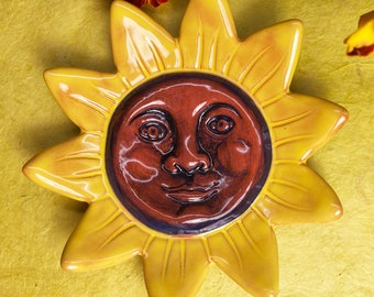 Plat Sunface, tournesol, fourre-tout, bijoux, porte-bague, porte-bague, porte-spattes, porte-sachet, porte-sachet, plat de tournesol