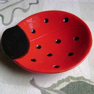 Ladybug Ceramic Dish, bowl, small dish, good luck, jewelry dish, ring dish, home decor, soap dish, candle holder, teabag holder, spoonrest. image 1