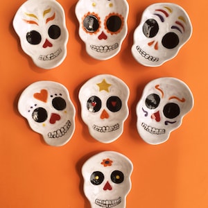 Sugar Skull ceramic dish, catchall, candy dish, spoonrest, soap dish, Day of the Dead