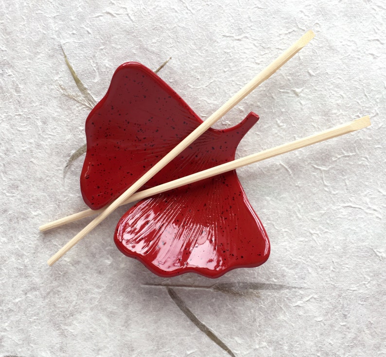 Ginkgo Leaf Ceramic Dish, Spring, catchall, jewelry, ring holder, decor, soap dish, candle holder, teabag holder, spoonrest. image 3