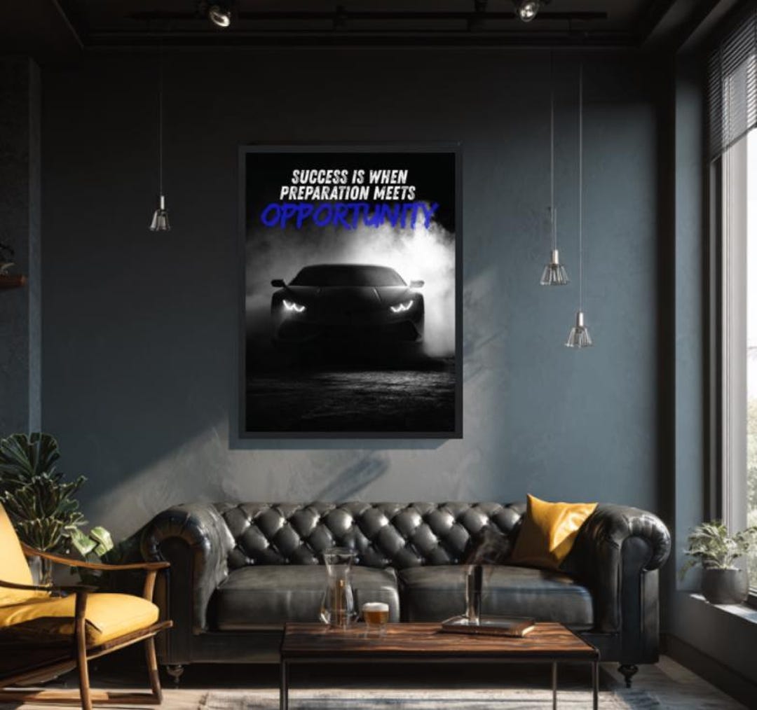Framed Motivational Success Quote Poster: Luxury Car Wall Art - Etsy