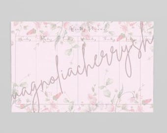 Weekly Planner | Pink Floral Digital Planner | Minimalist Weekly Schedule | Aesthetic Organizer | Instant Download