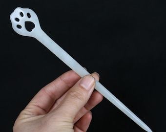 Jadehårpinne, tassutskärning Xiuyan Jade, handskuren minimalistisk prydnad, samlartillbehör KA640