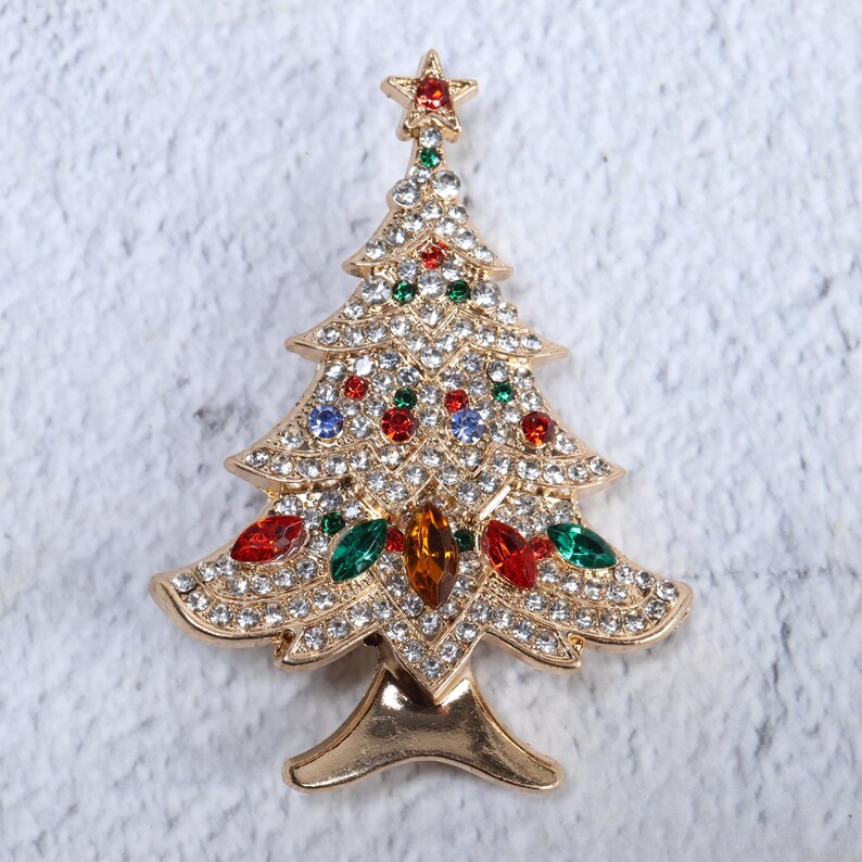 6 Broches De Navidad De Cristal Strass Con Diseños Variados, De Aleación, Ligeros, Ideales Para Jerséis, Bolsos Y Gorros, Regalo Navideño Perfecto