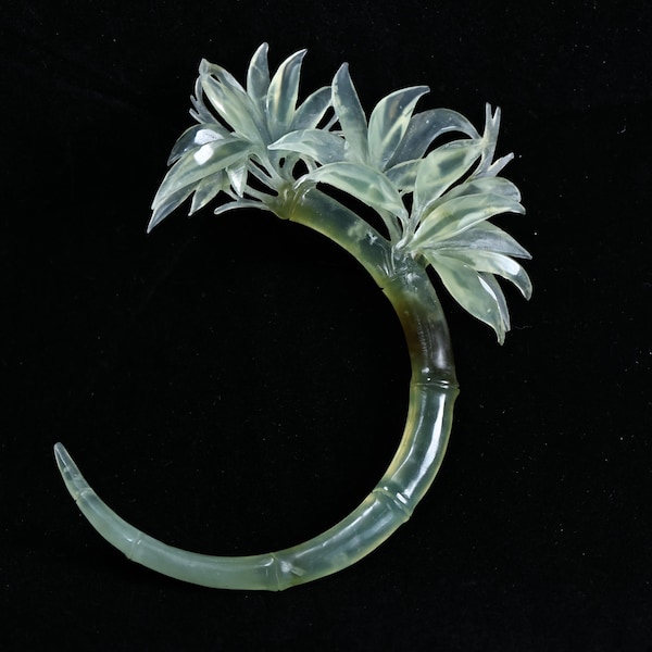 Halbmond Haarnadel, Handgemachtes Schnitzen aus natürlicher Xian Jade KA30