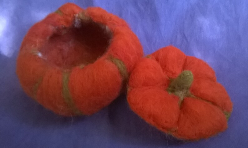 Needle Felted Pumpkin Container image 1