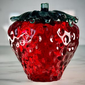 Handmade Epoxy Resin Strawberry Jar: Trinket Box, Jewelry Holder