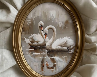 Swan Couple Art Print: Romantic Home Decor (Digital Download)