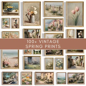 100+ Spring Gallery Wall Art Bundle: Vintage Printable Cottagecore Decor (Digital Download)