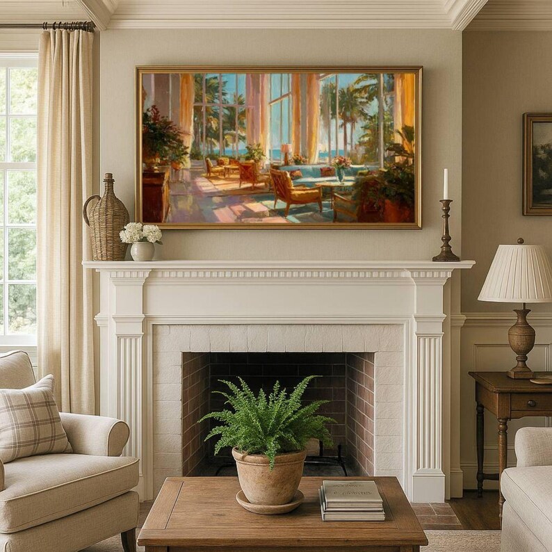Vintage Hotel Lobby Frame Tv Art: Classic Interior Lounge Samsung ...