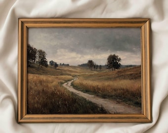 Rustic Fall Countryside Wall Art: Moody Vintage Pastoral Printable, Warm Autumn Cottagecore Decor