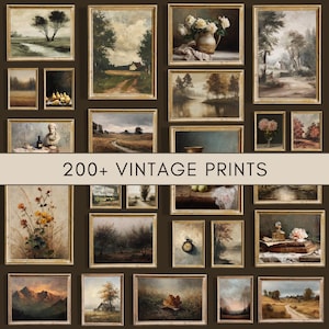 200+ Vintage Gallery Wall Art Prints: Moody Farmhouse Decor (Digital Download)