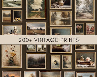 200+ Vintage Gallery Wall Art Prints: Moody Farmhouse Decor (Digital Download)
