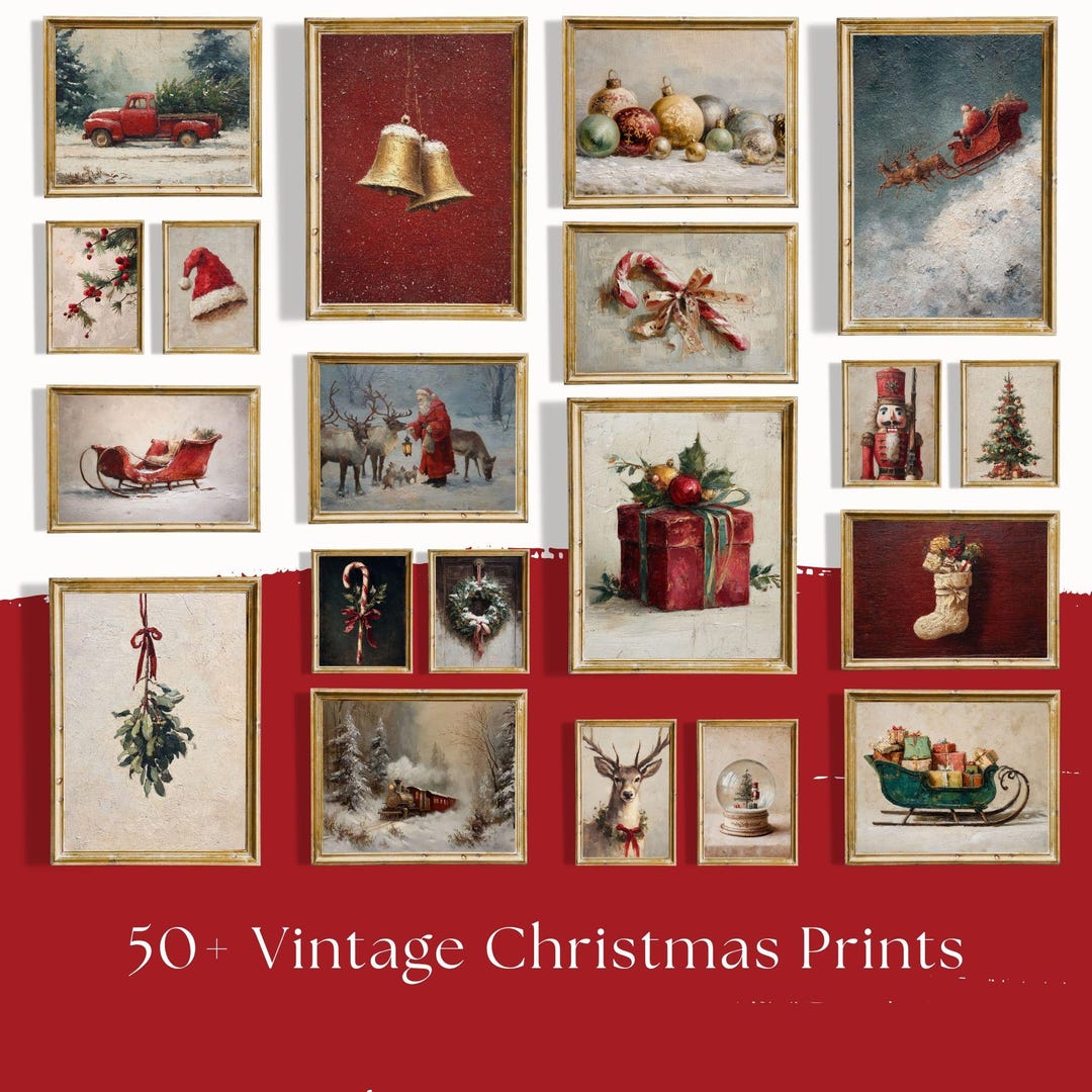 Cozy Christmas Wall Art Prints : 50+ Winter Rustic Holiday Cottagecore ...