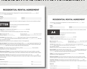 Modello modificabile di contratto di locazione residenziale: contratto di locazione del locatore (Word, PDF, Canva)