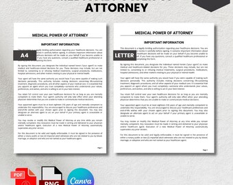 Modulo di procura medica modificabile / procura sanitaria (PDF, Canva)