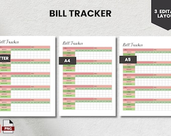 Pastel Bill Tracker stampabile: Organizzatore delle spese mensili (PDF, PNG)