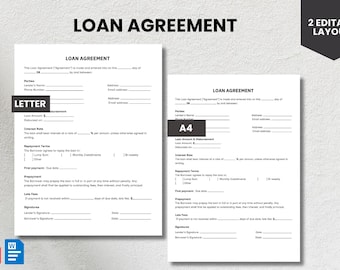 Modello di contratto di prestito stampabile: PDF modificabile, Word, Canva