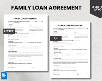 Modello di contratto di prestito familiare: contratto stampabile (download immediato)