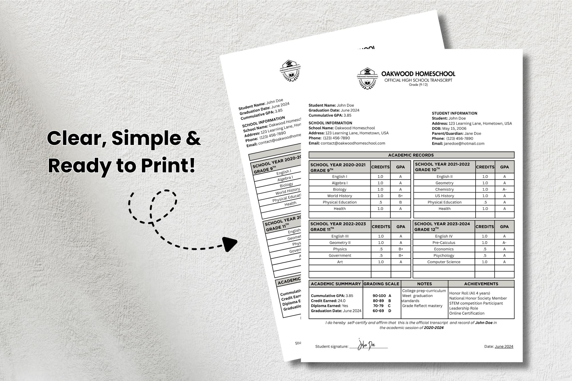 Editable Homeschool Transcript Template: High School Record PDF Canva ...
