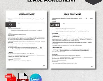 Modello modificabile di contratto di locazione / contratto locatore-inquilino (PDF, Canva)