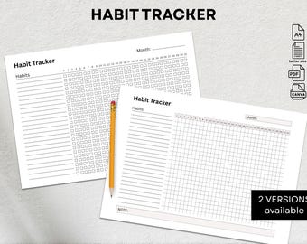 Tracker delle abitudini stampabile / Registro delle abitudini mensili in formato PDF / Inserto per planner in formato A4 e lettera