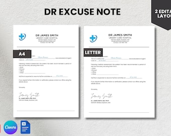 Modello di certificato medico modificabile (lavoro, scuola, ufficio), modulo per cartella clinica (PDF, Canva)