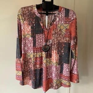 Ethnic Style Multi Colored Patch Work Design Blouse / Top.   Casual, Trendy, stylish