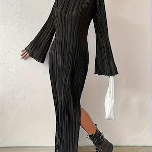 Black Long Sleeve Maxi Concert Dress - Etsy