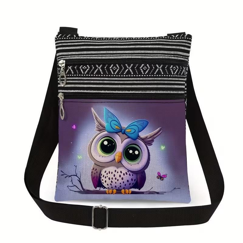 SALE. Women’s / Teenager Owl Crossbody Lightweight Bag With Black And White Design On Back.