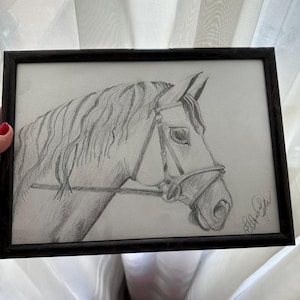 Original Horse Art – Pencil Drawing on A4, Equine Sketch, Black and White Wall Decor