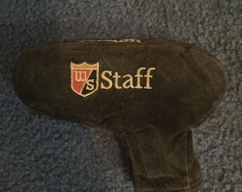 Copritesta per putter Wilson Staff vintage in pelle scamosciata nera ricamata.