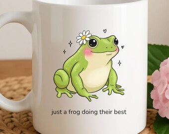 Just a Frog Doing Their Best Mug – Funny Frog Lover Coffee Mug Gift