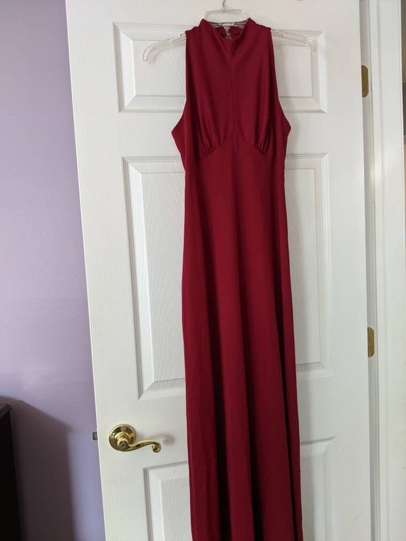 Long Cranberry Empire Waist Dress - image 1