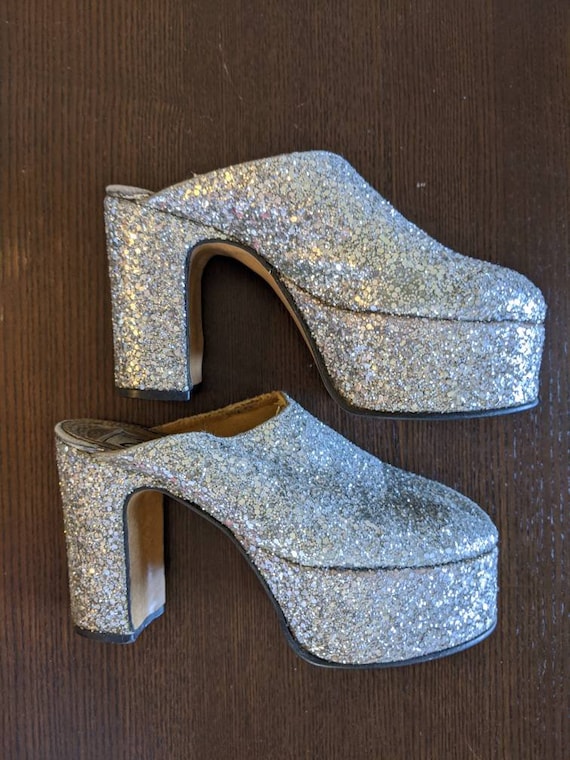 Silver sparkle platforms