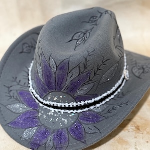 Purple Petunias - cowgirl - cowboy western hat