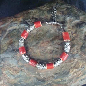 Red & Silver Beaded Bracelet