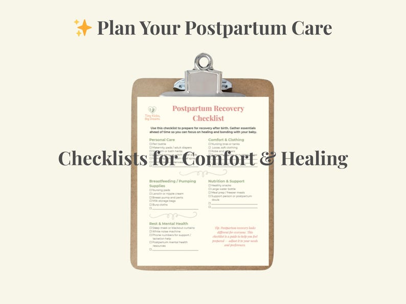 Postpartum Recovery Checklist Printable New Mom Healing After Birth ...