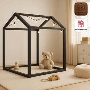2x2 Montessori Playhouse Plans PDF, DIY Wooden Kids Indoor Play Gym, House Frame Design