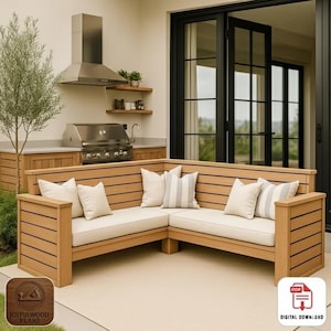 Planos de sofá seccional de exterior (DIY) - Sofá de madera para patio (PDF)