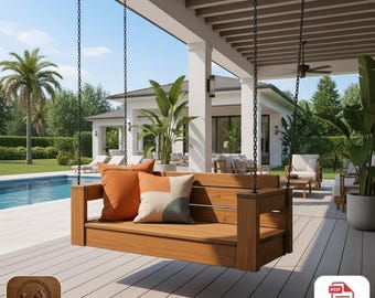 DIY Wooden Porch Swing Plans, Hanging Bench Seat PDF