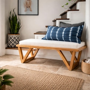 Triangular Leg Entrance Hall Bench Woodworking Plan, Modern DIY Entryway Furniture (PDF)