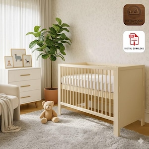 DIY Modern Wooden Baby Crib Plans, Minimalist Nursery PDF