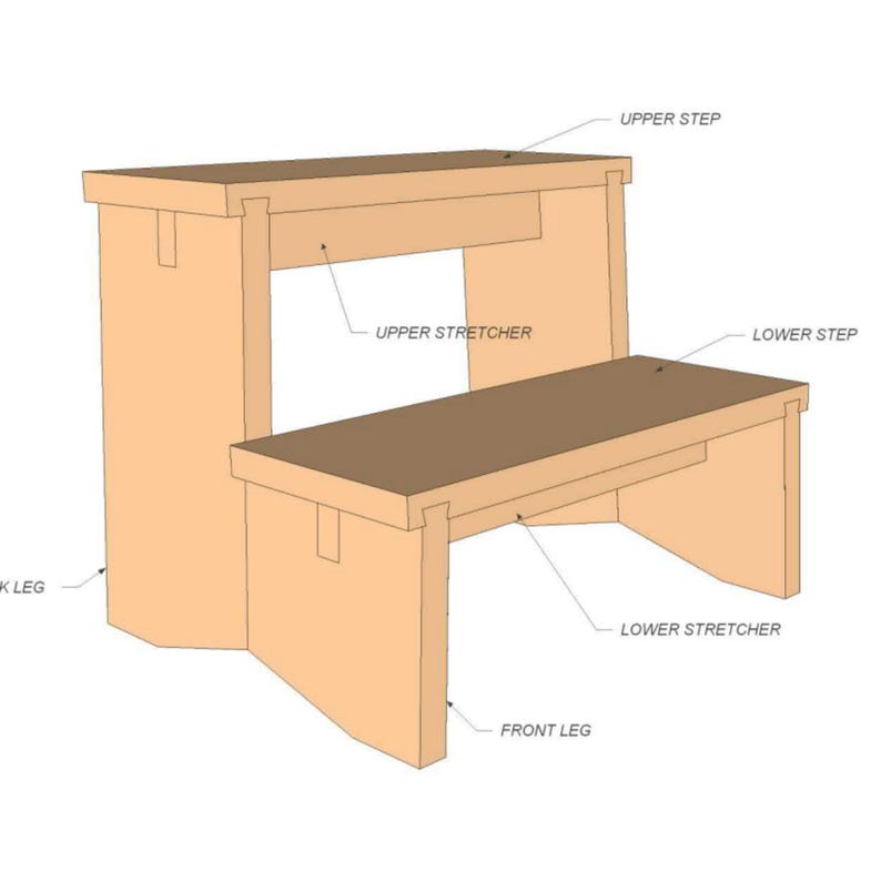 Step Stool Out Line DIY Wooden Step Stool Plans: Kitchen Helper Blueprint (PDF Download) - Etsy