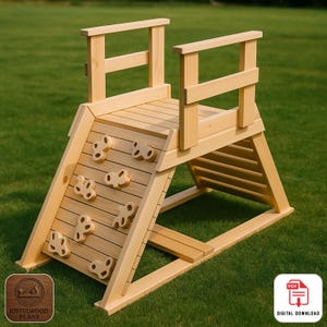 DIY Kids Climbing Toy Plans, Wooden Rock Wall & Playset PDF, Montessori Playground