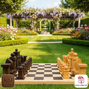 Giant Outdoor Chess Set Plan, DIY Wooden Chess PDF